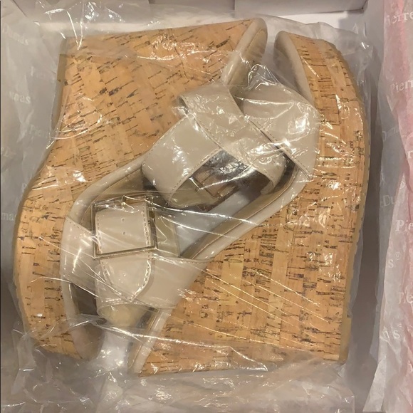 NWB Pierre Dumas Hera Nude Cork Wedge Sandal - Picture 5 of 6